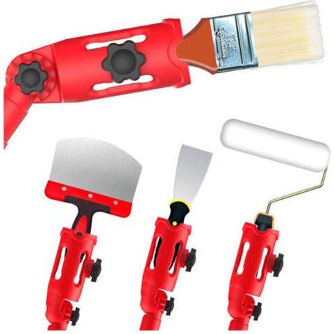 Porte-pinceau extensible multi-angles, adaptateur de perche télescopique réglable, outil universel pour peindre les murs et les hauts plafonds. (1/4)