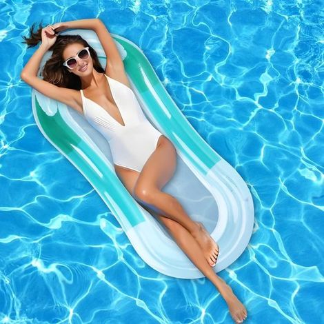 Aufblasbare Poolmatte – Luftmatratze, Liege, mit wasserdichter Handytasche, 150 x 75 cm (1/4)