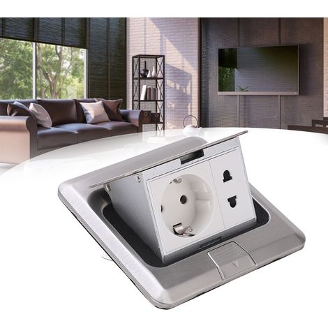 Prise de Sol Étanche 16A 2 Ports Argentée - Sûre, Durable et Facile à Utiliser, 250V