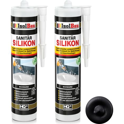 IsolBau Sanitary Silicone Black Sanitär Silikon 2 x 300ml (1/5)