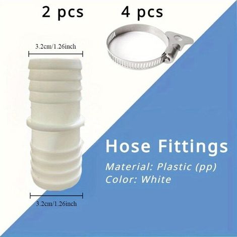 Adaptateur de raccordement pour tuyau flexible en plastique de piscine, 32 à 32 mm (1/5)