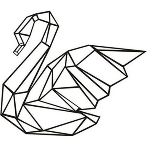 Geometrischer Schwan-Wandaufkleber, Tierkunst-Dekoration für Wohnzimmer, Schlafzimmer, Heimdekoration (Schwarz, S)
