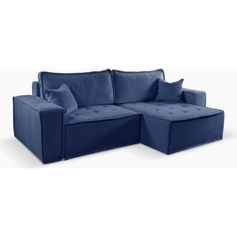 L-förmiges Bohoo-Ecksofa mit Schlaffunktion Blau Rechts (1/4)