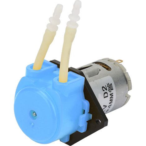 Pompe péristaltique miniature bleue 12 V CC pour aquarium, laboratoire et analyses, 2 x 4 mm (1/5)