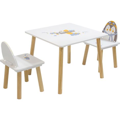 Tavolo e sedie per bambini Mobili Rebecca Piko 43,5x55x55 MDF Pino Bianco (1/5)