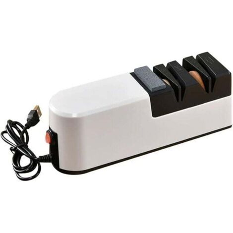 Aiguiseur de Couteaux éLectrique Rapide USB AffûTeur RéGlable Automatique 3 éTapes pour Couteaux Ciseaux AffûTeur Domestique (1/4)