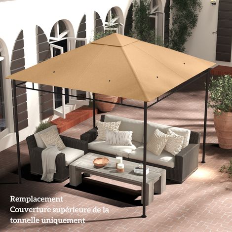 Toldo de repuesto para techo de cenador/pabellón, tejido de poliéster de alta densidad de 180 g/m², resistente a los rayos UV, 3 x 3 m, color beige.