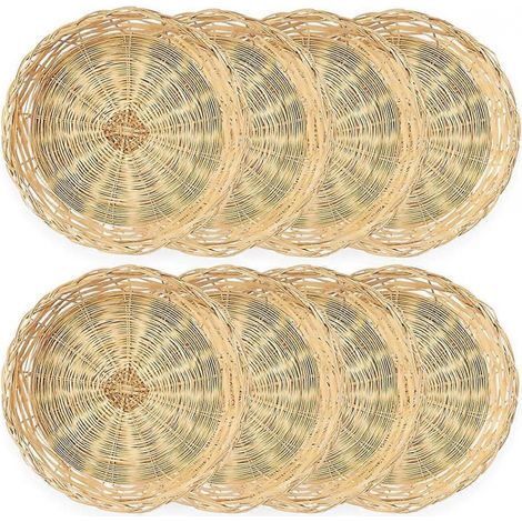 Set mit 8 wiederverwendbaren Tellerhaltern aus Bambus, 25 cm (1/5)
