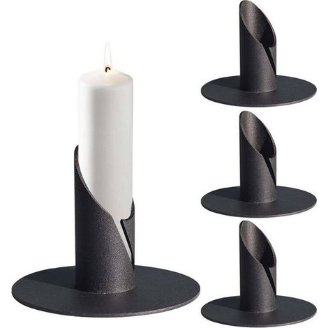 Bougeoir BEIJIYI - Lot de 4 - Noir - Métal - Pour intérieur (1/5)