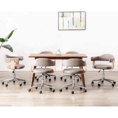 vidaXL Chaises pivotantes à manger lot de 6 taupe bois courbé et tissu (1/5)