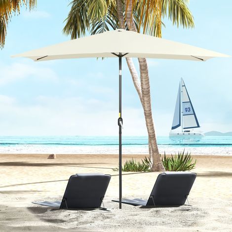 Sombrilla rectangular basculante, de metal y poliéster de alta densidad, 3 x 2 m, color crema.