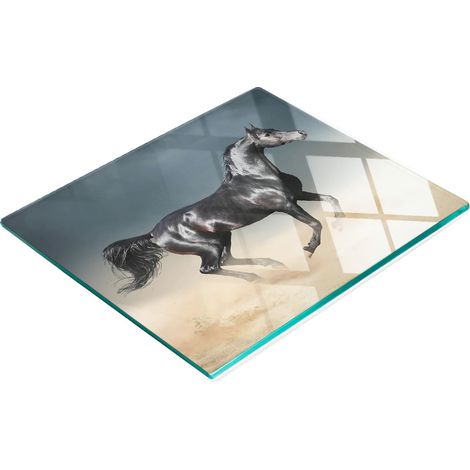 Tabla de cocina de vidrio duradera y elegante con estampado de caballo árabe, 60x52 cm. (1/5)