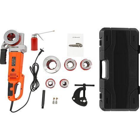 HAUTOUR Coupe-tube électrique 220 V, 2300 W, Diamètre de tuyau applicable : 21,9-59,6 mm, Machine à tarauder portable avec 6 matrices et Boîte de stockage (1/5)