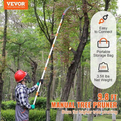 Scie à Élaguer Télescopique 1,4-3 m Scie à Perche Extensible Manuelle Lame en Acier Tranchant Scie d'Élagage avec 8 Poteaux Alliage… (1/5)
