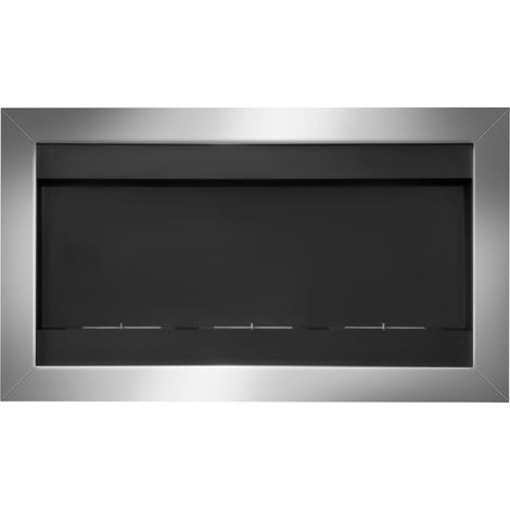 Cheminée bioéthanol murale design 3 brûleurs acier inox 110 x 63 x 16 cm (1/5)