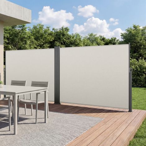 VEVOR Toldo Lateral Retráctil 180 x 600 cm, Pantalla Privacidad de Exterior, Protección Solar, Impermeable, Protector Solar a Prueba de Viento, para Patio Balcón Jardín Terraza Piscina, Color Beige (1/5)