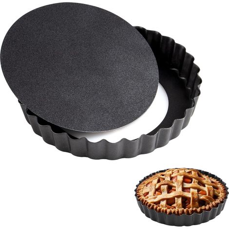 Lot de 2 Moule à tarte, Fond amovible, Acier au carbone, Anti-adhésif, Lave-vaisselle, Pâtisserie maison (1/5)
