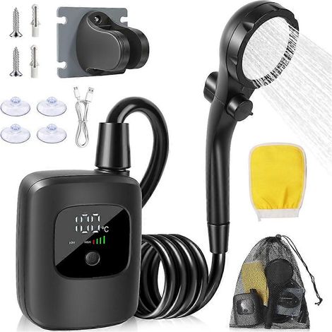 Douche de camping portable, douche électrique portable rechargeable haute pression pour une utilisation en extérieur et à domicile (1/5)