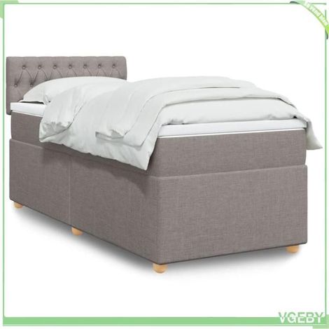 Sommier à lattes avec matelas - 80x200 cm - Tissu taupe - Matelas 20 cm ressorts ensachés - Bande LED intégrée (1/5)