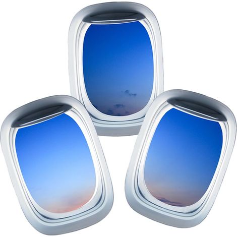 Vaguelly Lot de 3 Stickers Muraux 3d Fausse Fenêtre Avion en Pvc Amovibles pour Décoration Chambre Salon, Autocollants Décoratifs Résistants la Décoloration, Papier Peint Mural Créatif