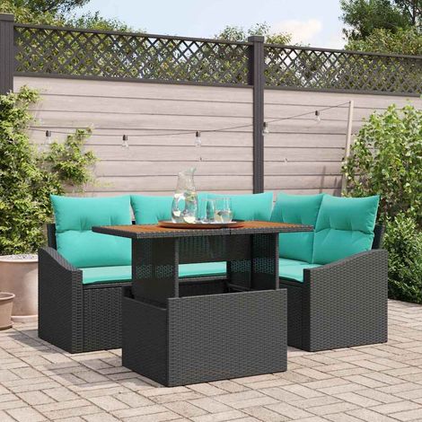 vidaXL Set Divano da Giardino 5 pz 4-Numero di posti Nero e Teal (1/5)
