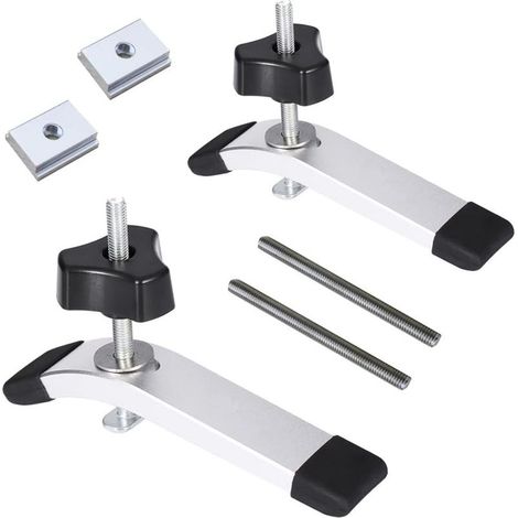 EASYCOMFORT Lot de 2 Pinces de serrage rapide pour rail en T en aluminium, système de maintien T-Track en métal pour travail du bois et bricolage (1/5)