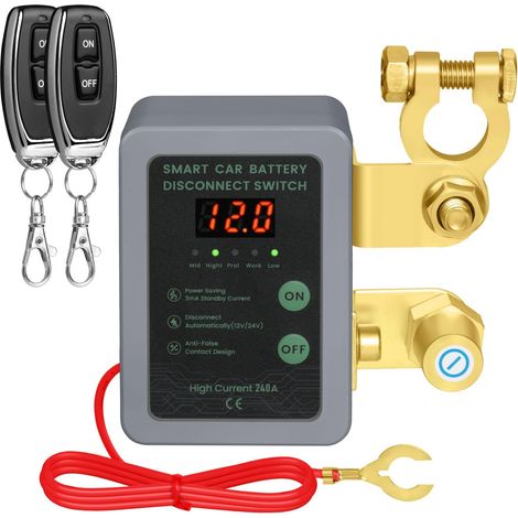 Auto-Not-Ausschalter – 12-V-Fern-Batterietrennschalter, intelligenter Not-Ausschalter für Auto-, Wohnmobil-, Geländefahrzeug-, LKW-, Bootsbatterie (mit LED)