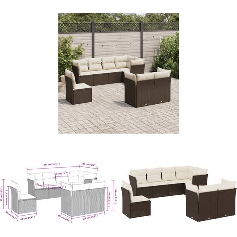 8-tlg. Garten-Sofagarnitur mit Kissen Braun Poly Rattan - Gartensortiment - Gartenmöbelset - Lounge Möbel - Rattan Sofa - Gartenlounge - Home & Living