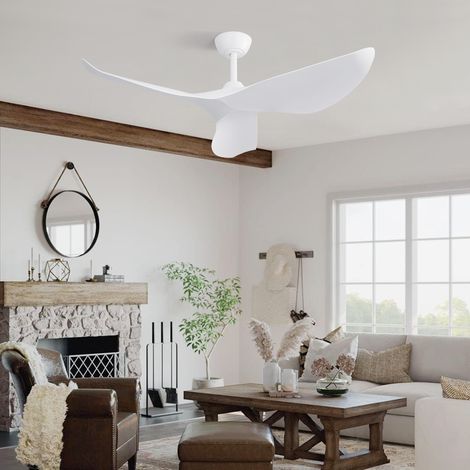Ventilador de techo sin luz de 96,5 cm, motor DC reversible y mando a distancia OKMYHOME (1/5)