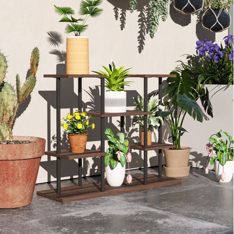 Portapiante 4 ripiani in acciaio 80x24x61,5 cm OKMYHOME (1/5)