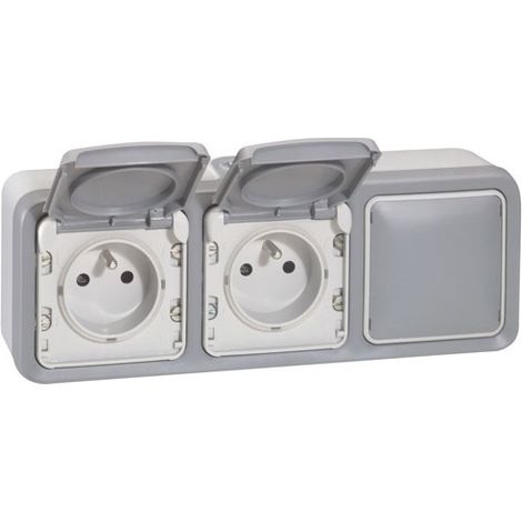 Legrand – Prise de courant étanche 2PT – Montage horizontal – Indice de protection IP55 – Pour chantiers humides – PLEXO DB