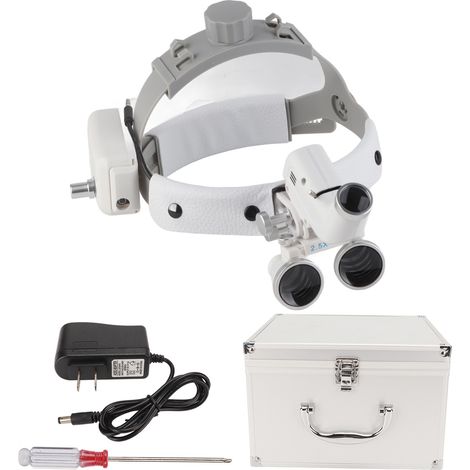 Loupe frontale LED 2.5X avec lumière réglable, bandeau confortable pour chirurgie dentaire et bricolage, vision claire mains libres (1/5)
