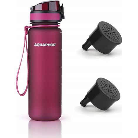Bouteille filtrante Aquaphor City 500 ml + 2 filtres, bordeaux (1/5)