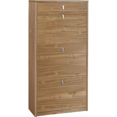 Zapatera de 3 puertas y 1 cajón 63L x 29P x h127 – Acabado en madera nogal Stelvio – Sarmog