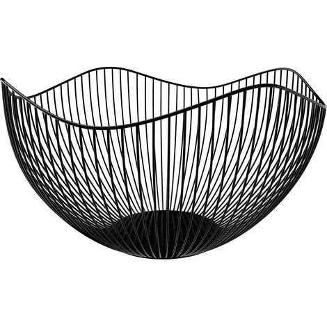 Corbeille à fruits en métal, panier de rangement moderne pour pain et en-cas, noir mat 25,5 x 13 cm, élégant et pratique (1/4)