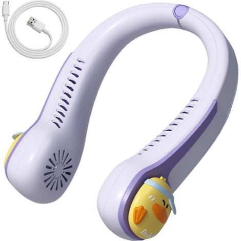Ventilateur de cou (violet) Trois vitesses réglables - Sans pales - USB Dispositif de refroidissement (1/4)