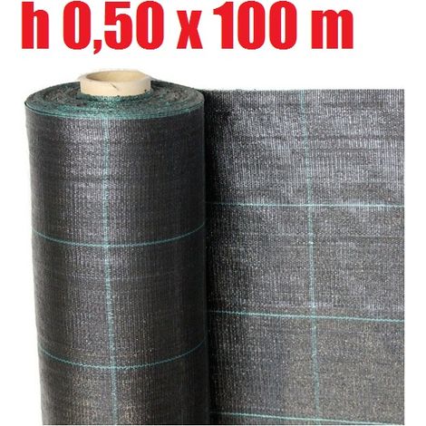 TELO PER PACCIAMATURA NERO QUADRETTATO TESSUTO POLIPROPILENE ANTISTRAPPO - mt 100 x 0,50 H