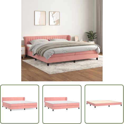 The Living Store Boxspringbett mit Matratze Rosa 200x200 cm Samt - Samtbett - Boxspringbett - Doppelbett - Rosa Bett - Hochwertiges Bett (1/5)