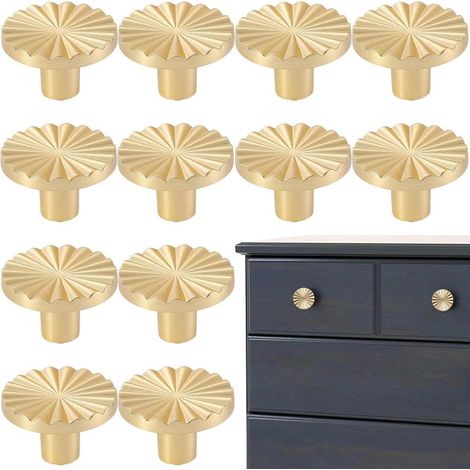 12 tiradores para armarios de oro cepillado, 37x37x20 mm, tiradores planos de latón para cajones, cocinas, armarios, baños, tocadores, roperos, color oro. (1/5)