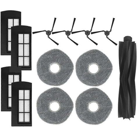 Pièces de rechange pour aspirateur robot Clean X9 Pro : brosse rotative, filtre et balai latéral. (1/5)