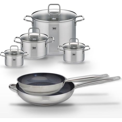 Lot 2 Poêles céramique 28/32cm & 4 Faitouts inox 14/16/20/26cm Elo Profi Therm Platinum (1/5)