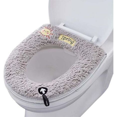 Ensemble de 2 pièces (4337cm) siège de toilette rétractable gris, siège de toilette doux et lavable, adapté à la plupart des types de toilettes (1/4)