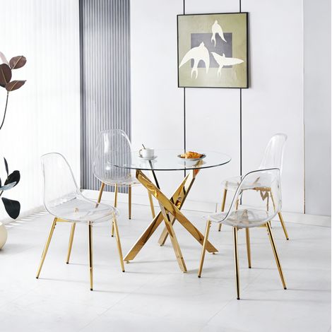 Chaise salle manger velours pieds métal doré OKMYHOME (1/5)