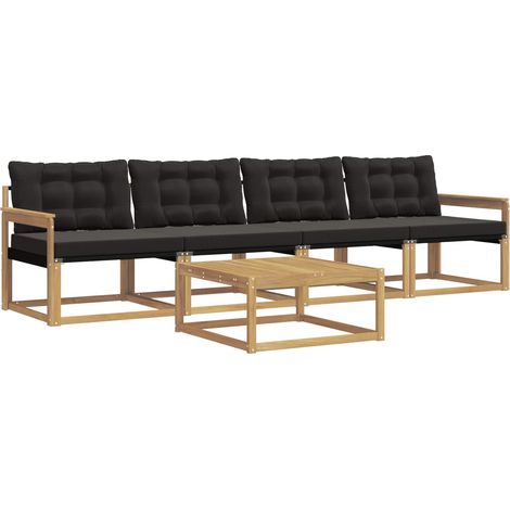 Conjunto de sofás de exterior 5 pcs Blanco y Negro vidaXL (1/5)