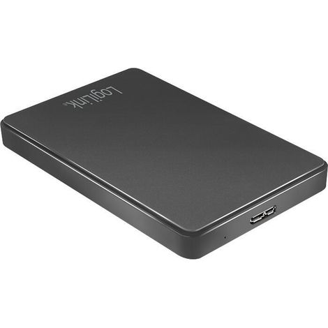 Carcasa para disco duro SATA de 2,5" LogiLink USB 3.0 negra, sin tornillos, delgada (1/4)