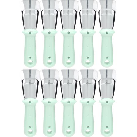 Lot de 10 pelles à glace multifonctions en acier inoxydable, grattoirs à glace pour cuisine et réfrigérateur, vert (1/5)
