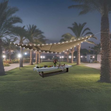 Voile d'ombrage lumineux solaire triangulaire - LED et intensité réglable 3.6 x 3.6 x 3.6 Taupe