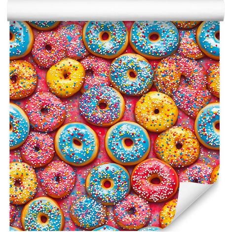 Bunte Donut-Tapete in Rot und Gold für Wohn- und Schlafzimmer, 50 x 1000 cm (1/4)