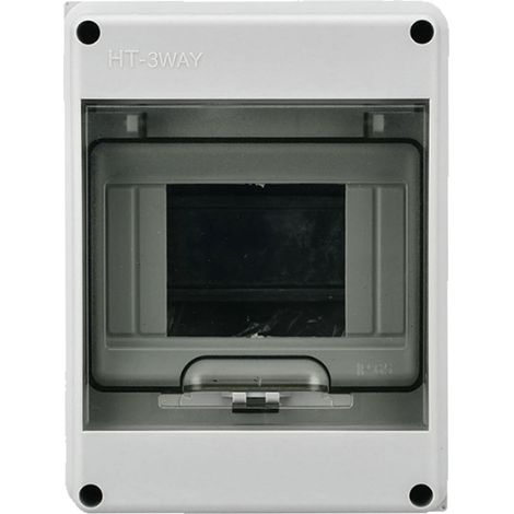 Boîte de distribution étanche et coupe-vent HT-3 voies pour engins de chantier, avec couvercle transparent et coffret de protection pour disjoncteur. (1/5)