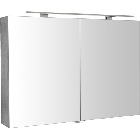 Armoire à miroir RIWA avec. Luminaire LED, 101x70x17cm, chêne argenté (1/2)